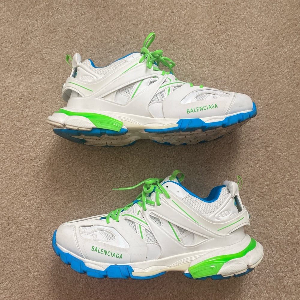 Balenciaga White and Green Sneakers